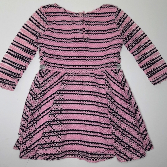 Little Lass | Pink & Black Mesh Dress 18m - Picture 3 of 7
